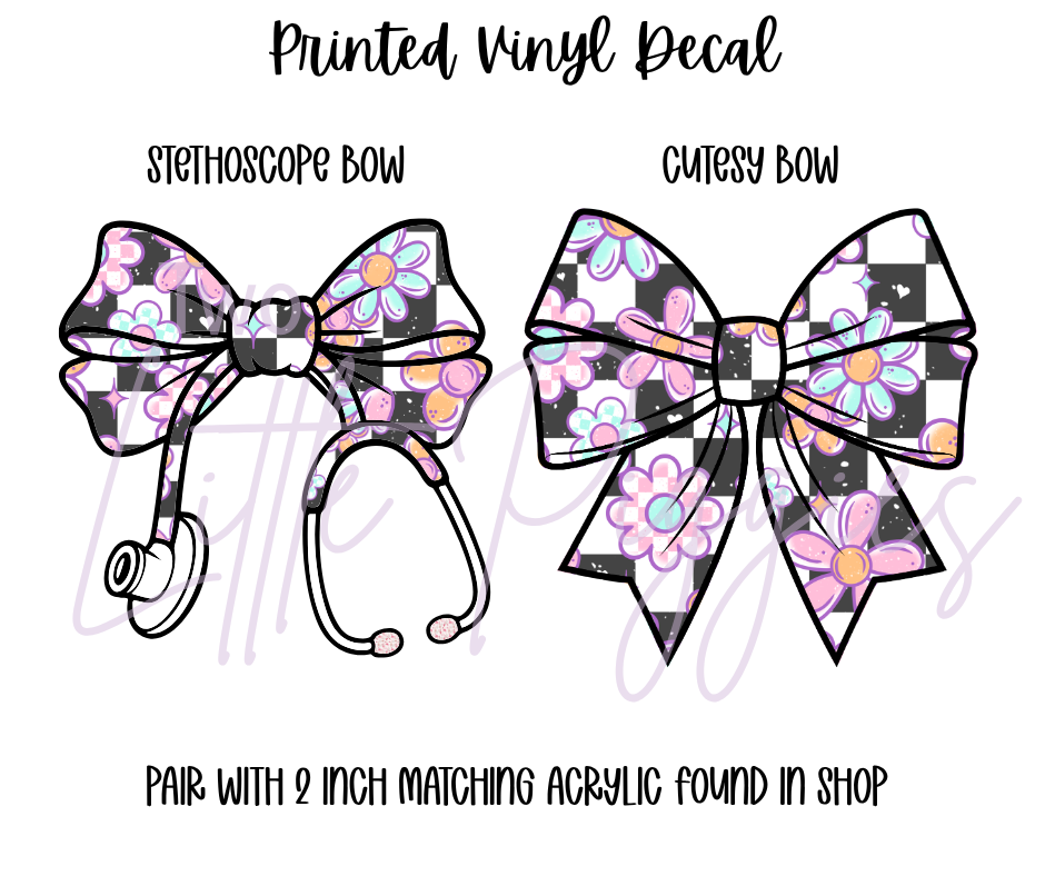 Printed Vinyl - Checker Flowers