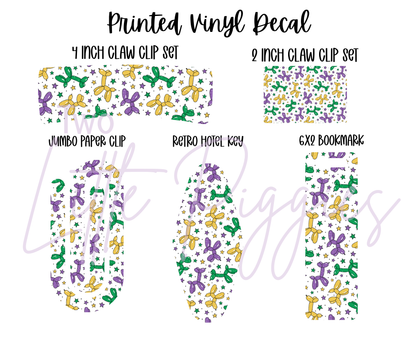 Printed Vinyl - Mardi Gras Balloon Dogs