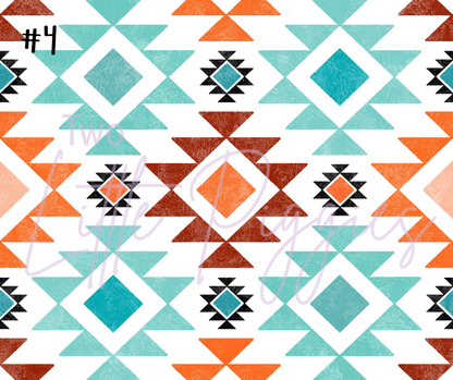 Printed Vinyl - Orange Turquoise Aztec