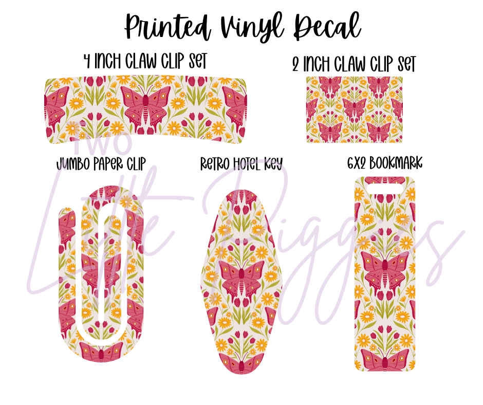 Printed Vinyl - Moths and Tulips
