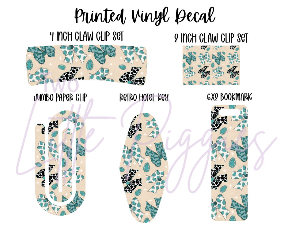 Printed Vinyl - Western Teal Bows