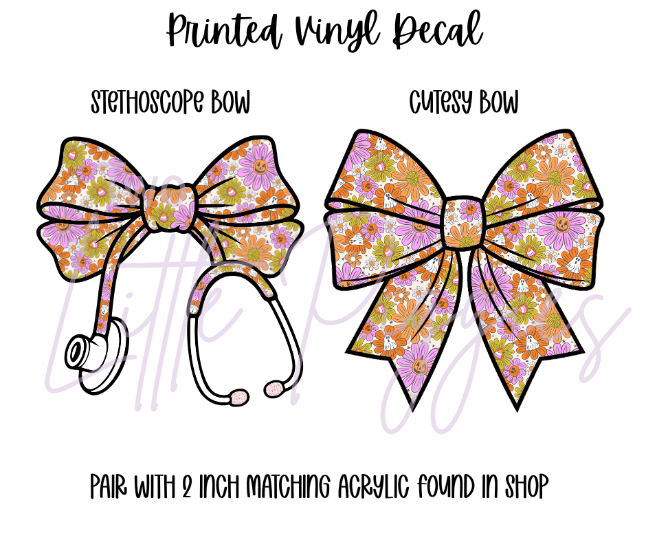 Printed Vinyl - Retro Halloween Flowers