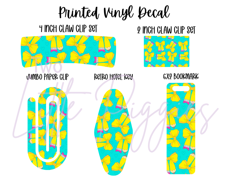 Printed Vinyl - Back to School - Pencil Bows