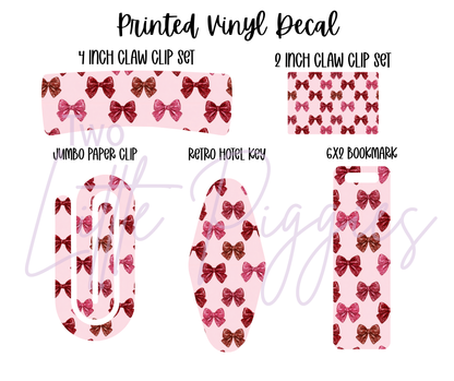 Printed Vinyl - Pink Glitter Bows