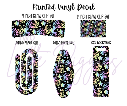 Printed Vinyl - Pastel Rainbow F*** on Black