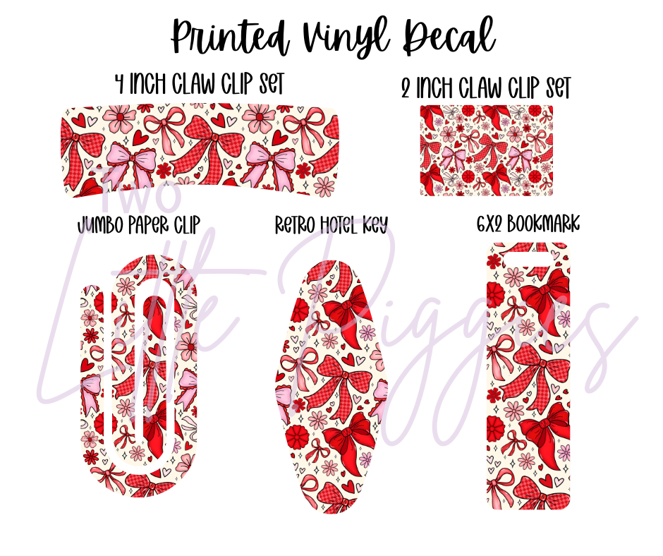 Printed Vinyl - Red and Pink Bows