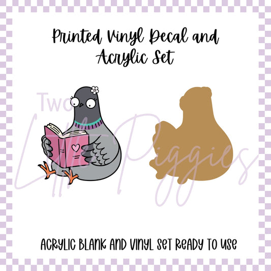 Printed Vinyl and Acrylic Set - Pigeon reading book