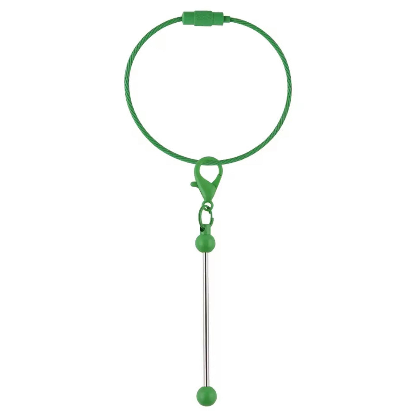 Keychain Cable Loop with Beadable Bar and Screw Lock (3pc)