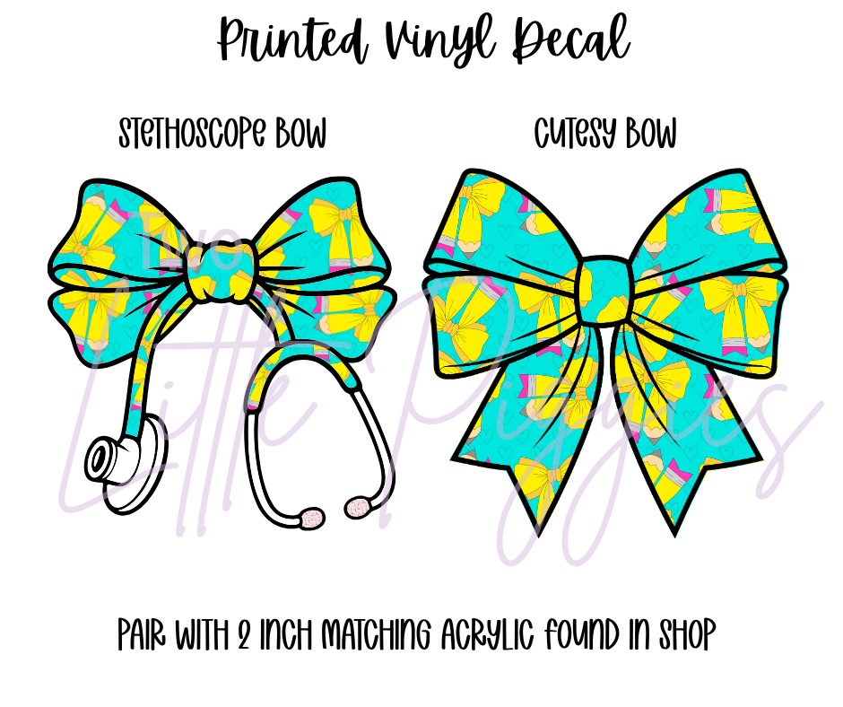 Printed Vinyl - Back to School - Pencil Bows