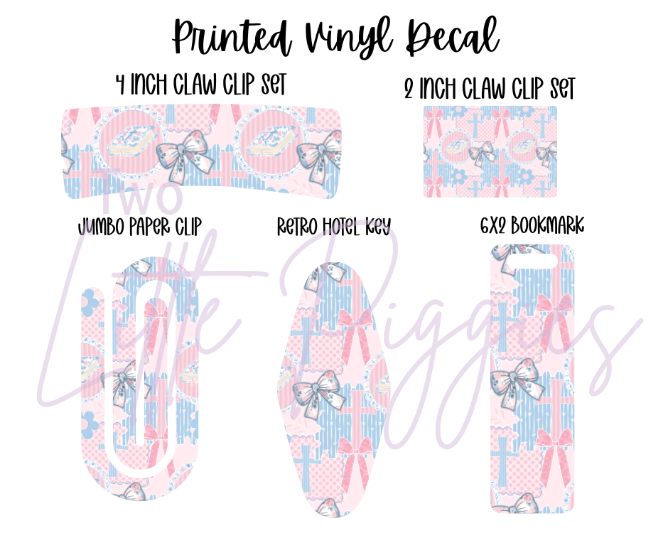 Printed Vinyl - Crosses and Bows
