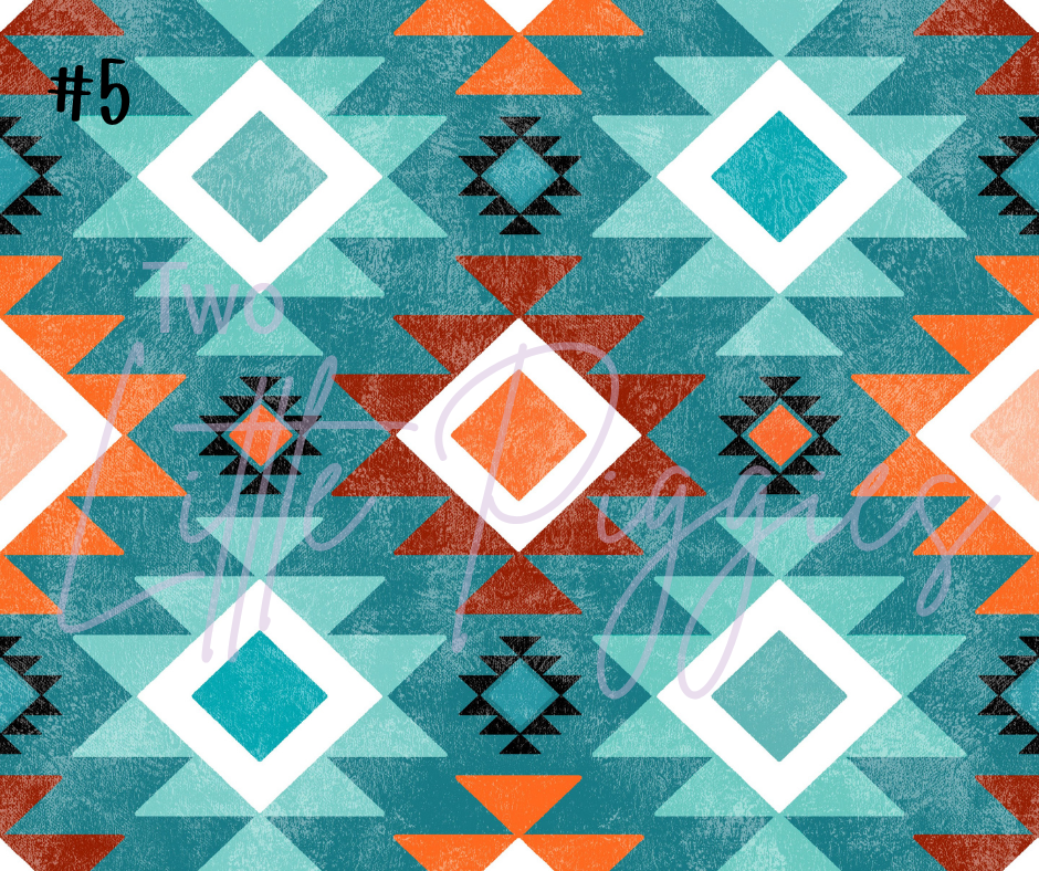 Printed Vinyl - Orange Turquoise Aztec