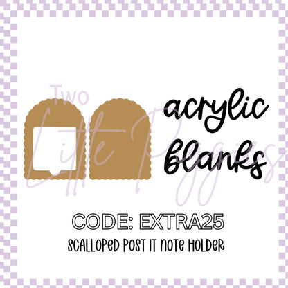 Acrylic Blank - Scalloped Post It Note Holder (3 sets)