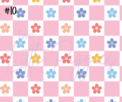 Printed Vinyl - Checkers and Flowers