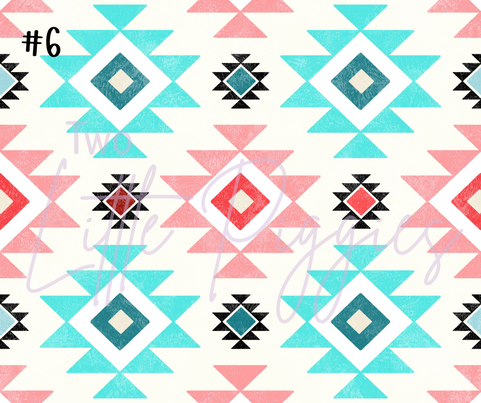 Printed Vinyl - Coral Aqua Aztec