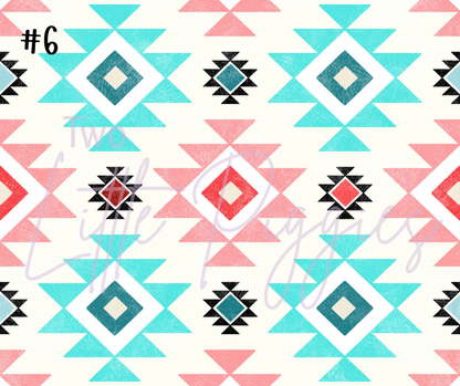 Printed Vinyl - Coral Aqua Aztec