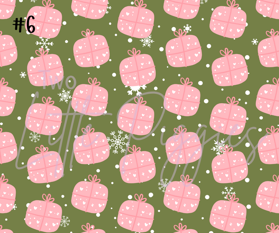 Printed Vinyl - Retro Pink Christmas