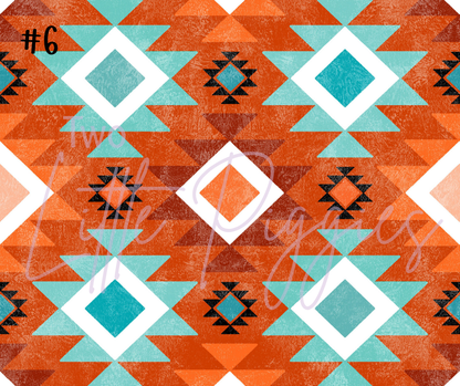 Printed Vinyl - Orange Turquoise Aztec
