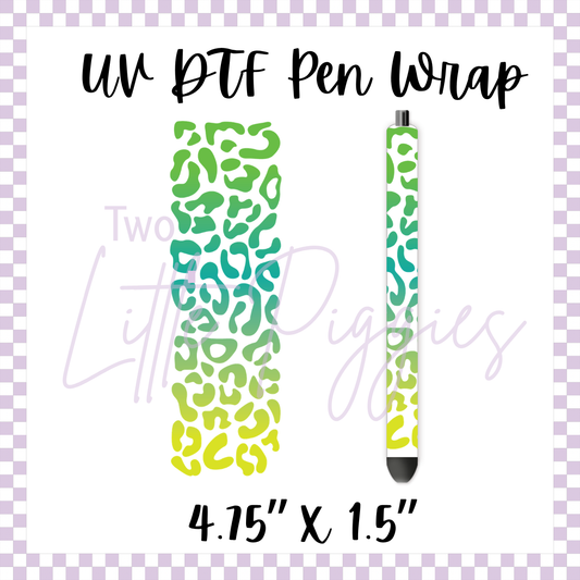 UV DTF - Pen Wrap - Green Gradient Leopard