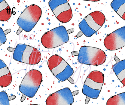 Printed Vinyl - 4th of July - Stars and Bows