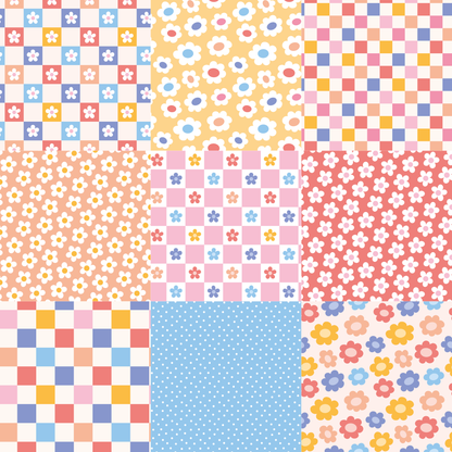 Printed Vinyl - Checkers and Flowers