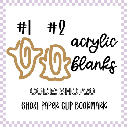 Acrylic Blank - Ghost Paper Clip Bookmark (3pc)a