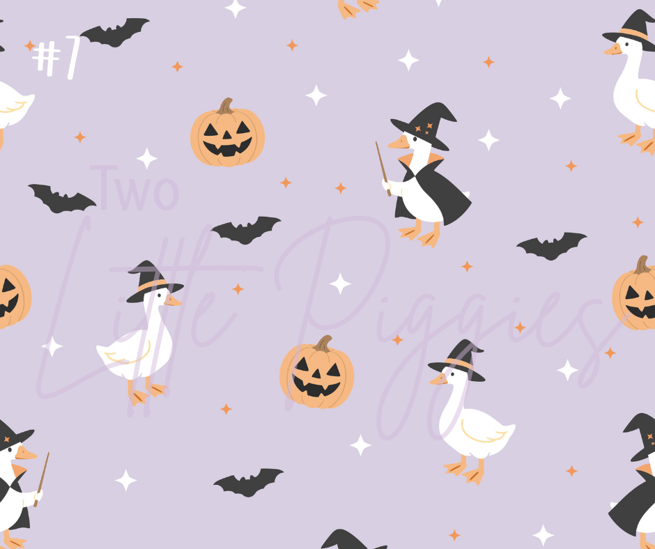 Printed Vinyl - Halloween Spooky Goose - Purple and Orange