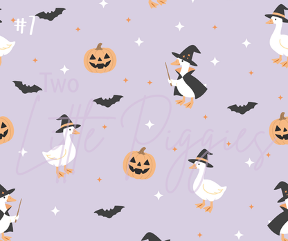 Printed Vinyl - Halloween Spooky Goose - Purple and Orange