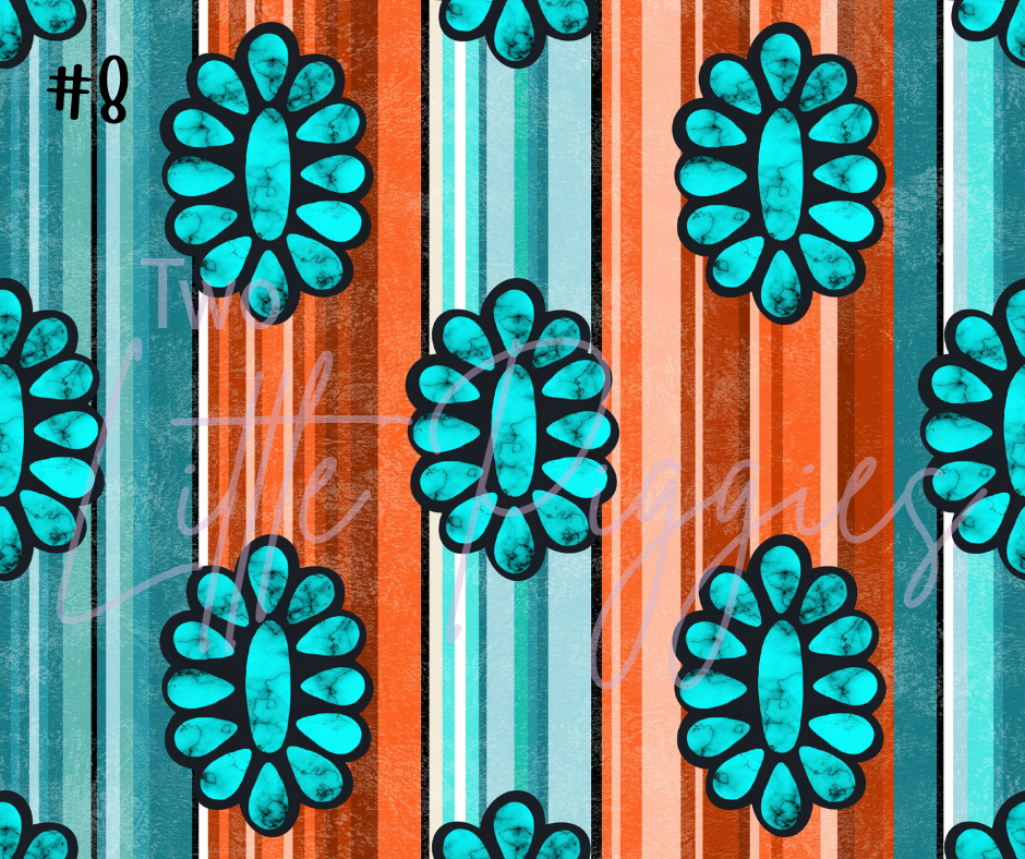 Printed Vinyl - Orange Turquoise Aztec
