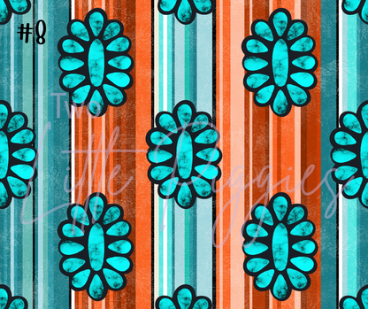 Printed Vinyl - Orange Turquoise Aztec