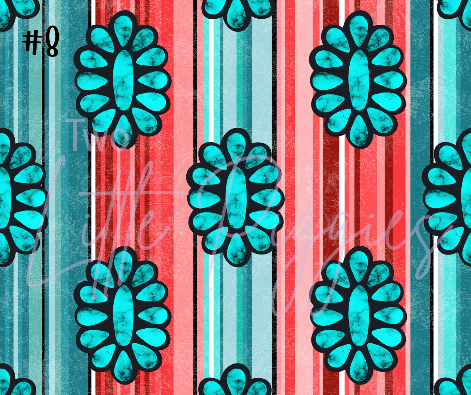 Printed Vinyl - Coral Aqua Aztec