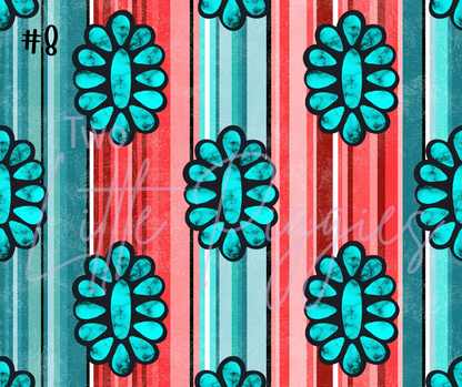 Printed Vinyl - Coral Aqua Aztec