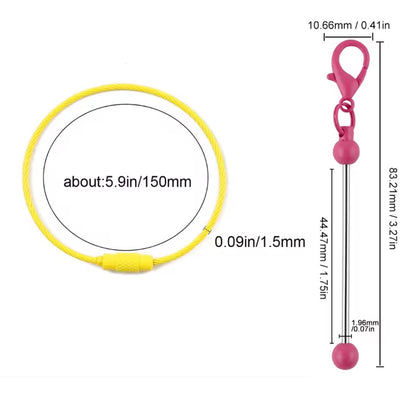 Keychain Cable Loop with Beadable Bar and Screw Lock (3pc)