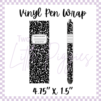 Printed Vinyl - Pen Wrap - Composition Notebook
