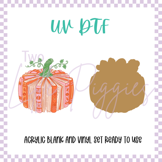 UV DTF -  Acrylic Blank and Decal - 2 inch - Book Pumpkin