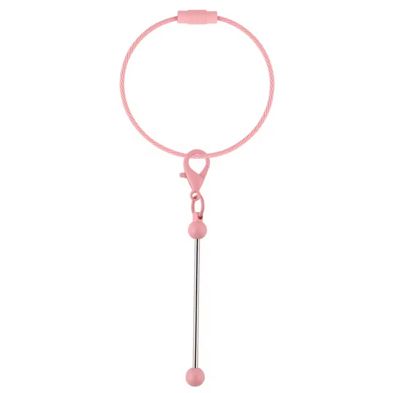 Keychain Cable Loop with Beadable Bar and Screw Lock (3pc)