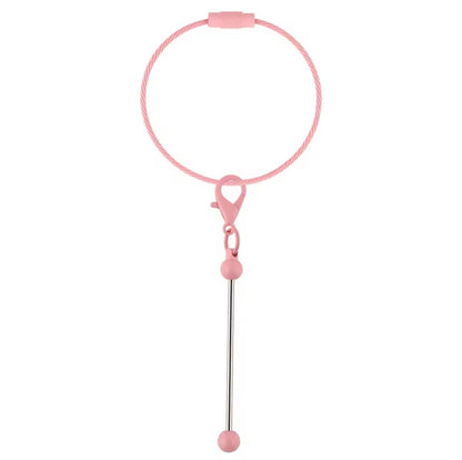 Keychain Cable Loop with Beadable Bar and Screw Lock (3pc)