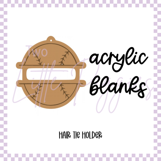 Acrylic Blank - Hair Tie Keychain - Baseball (Set of 3)