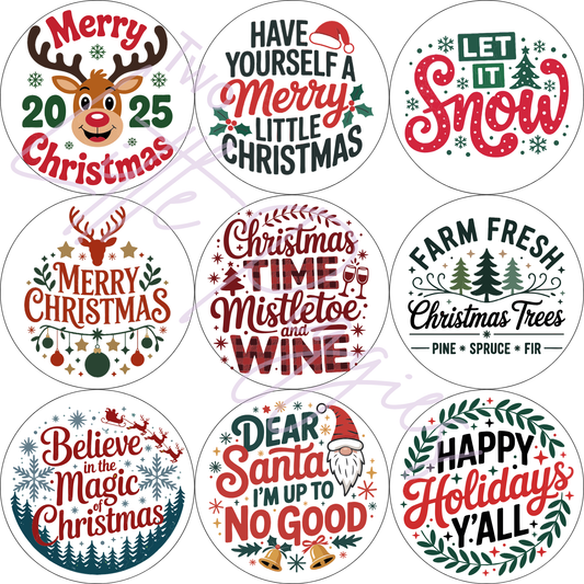 Round Ornament Sheets - Merry Christmas