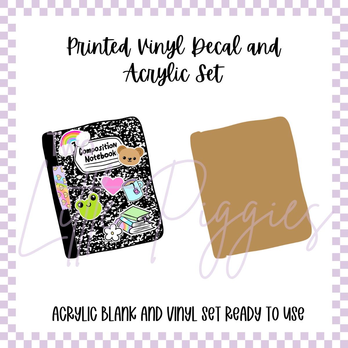 Printed Vinyl and Acrylic Set - Composition Notebook
