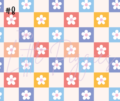 Printed Vinyl - Checkers and Flowers