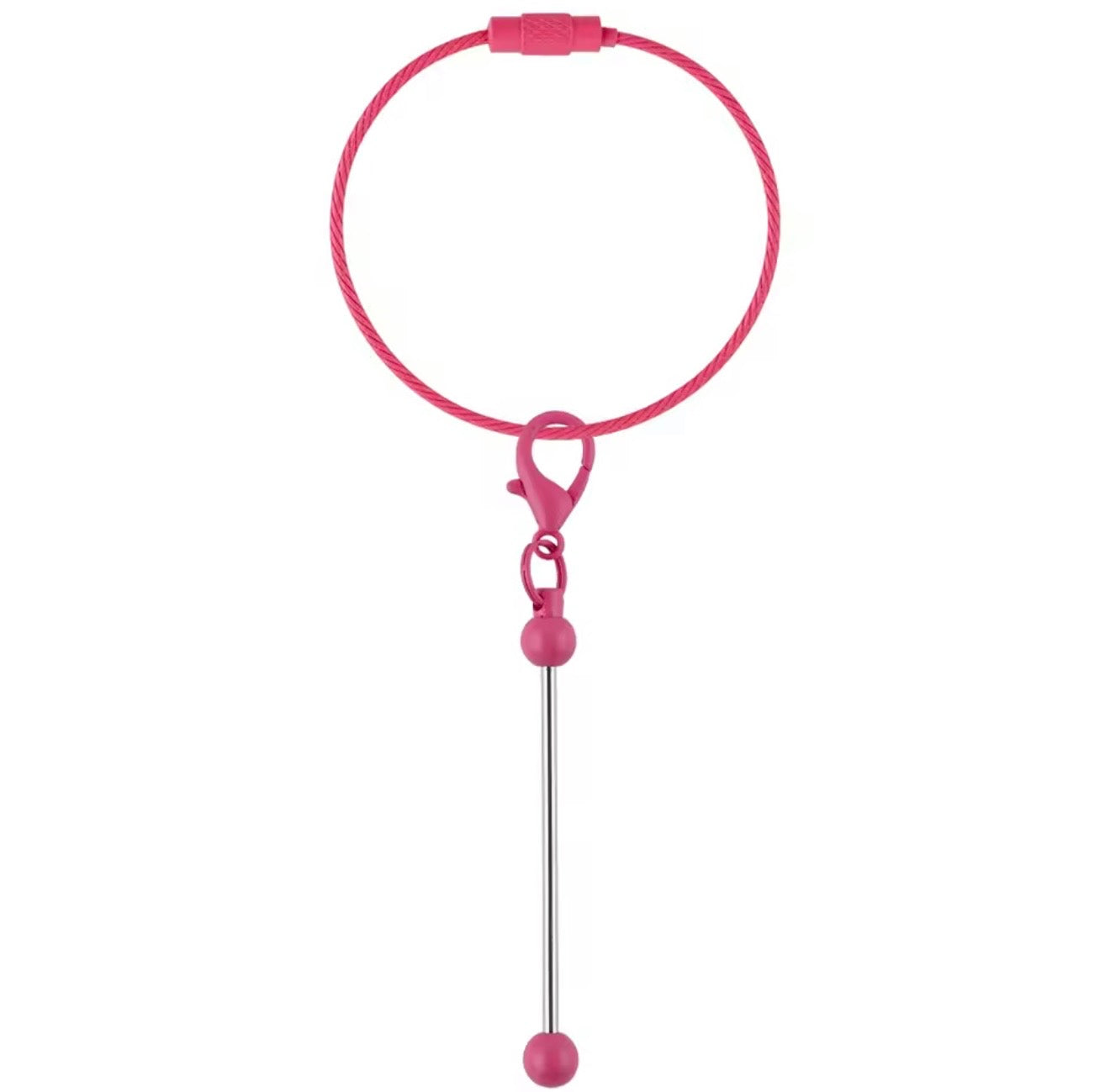 Keychain Cable Loop with Beadable Bar and Screw Lock (3pc)