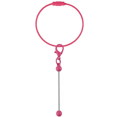 Keychain Cable Loop with Beadable Bar and Screw Lock (3pc)