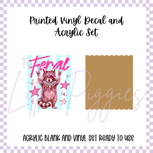 Printed Vinyl and Acrylic Set - Feral Raccoon
