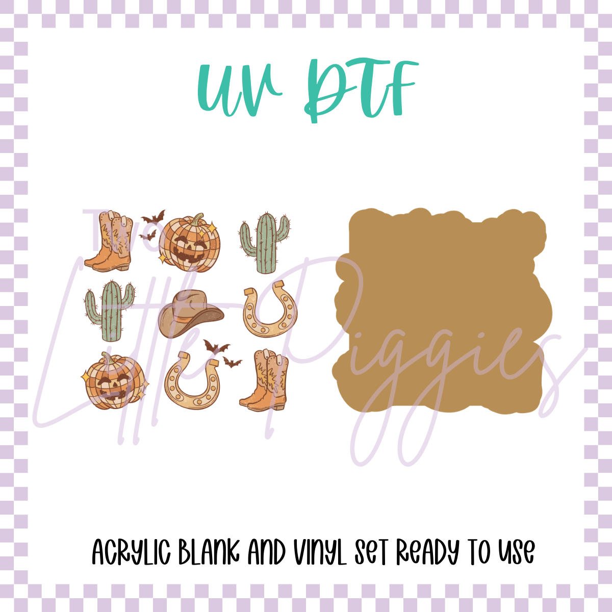 UV DTF -  Acrylic Blank and Decal - 2 inch - Western Pumpkins