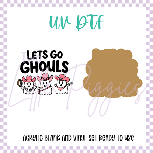 UV DTF -  Acrylic Blank and Decal - 2 inch - Let's Go Ghouls