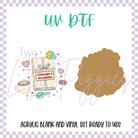 UV DTF -  Acrylic Blank and Decal - 2 inch - Book Bundle - Grumpy x Sunshine