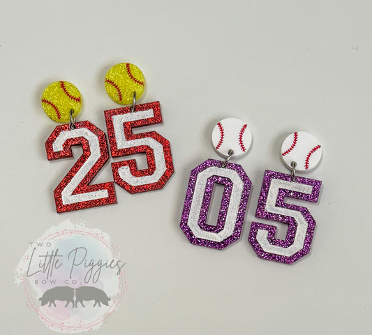 Jersey Number Earrings