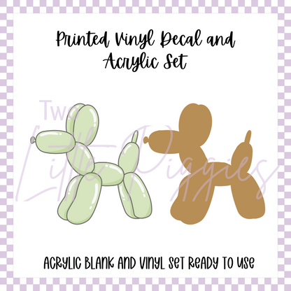 Printed Vinyl and Acrylic Set - Pastel Balloon Dog