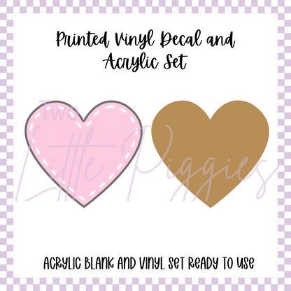 Printed Vinyl and Acrylic Set - Pastel Patch Heart