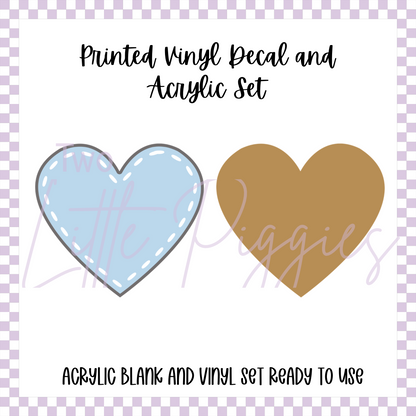 Printed Vinyl and Acrylic Set - Pastel Patch Heart